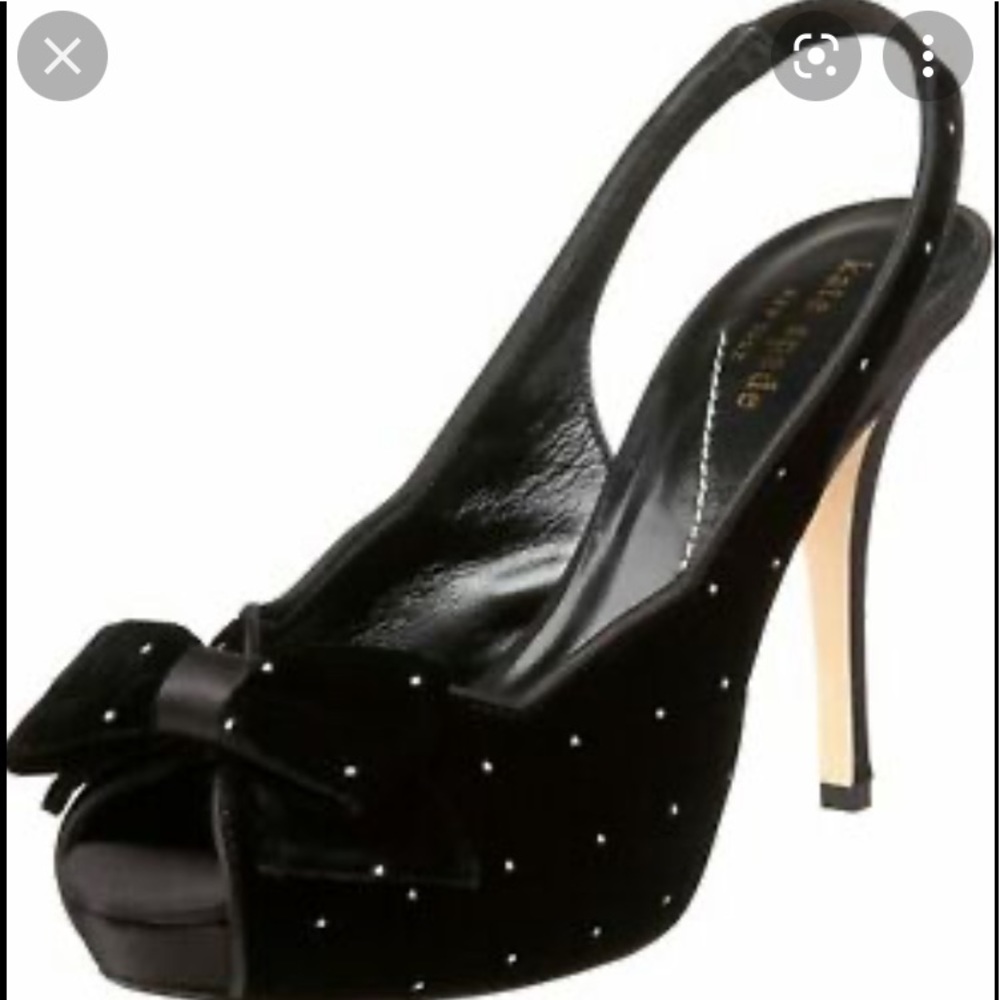 ❤️VINTAGE KATE SPADE-RED VELVET WITH BOWS SLINGBACK PEEP TOE HEELS SIZE …